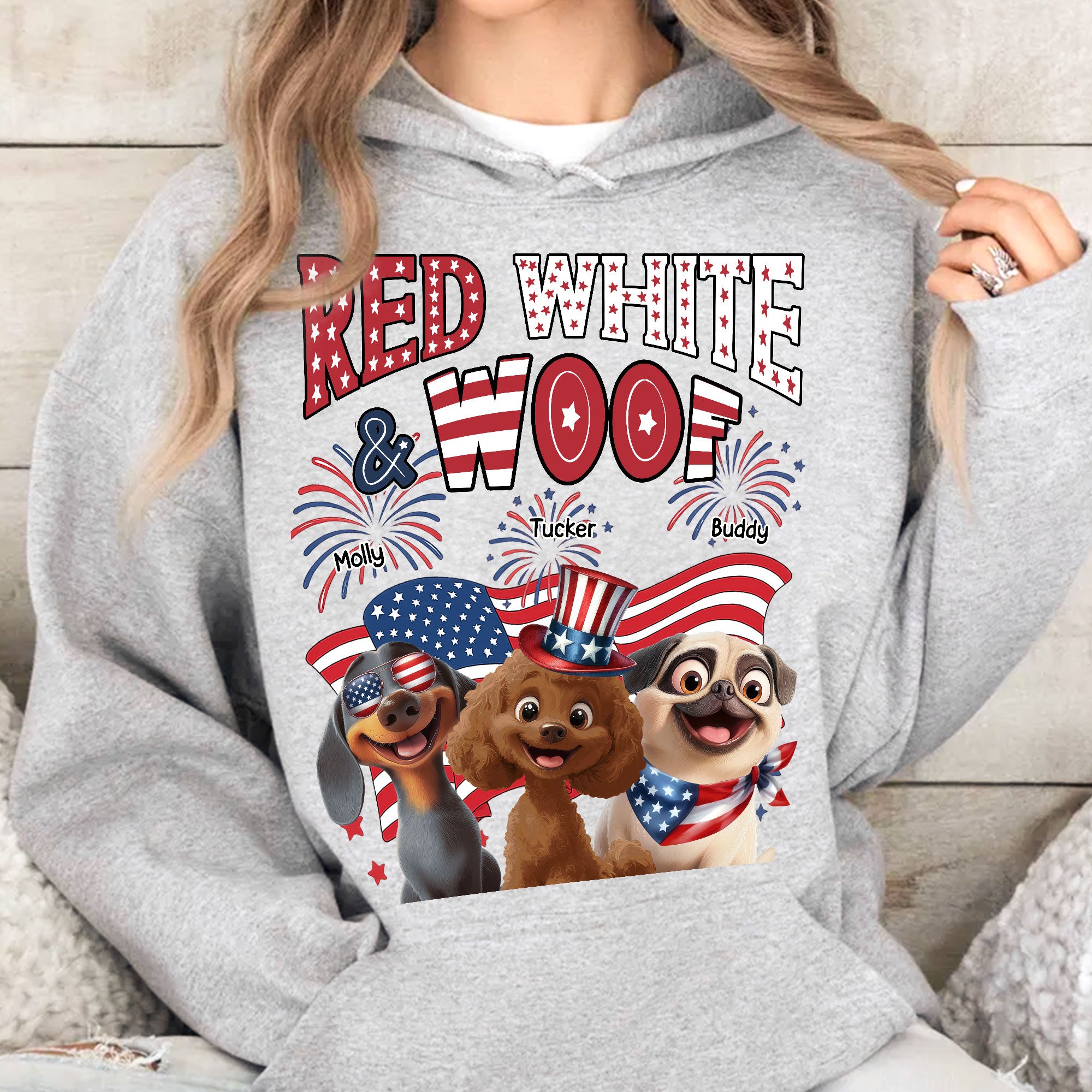 Red White Woof - Personalized Shirt Shirt HeartfulPaws
