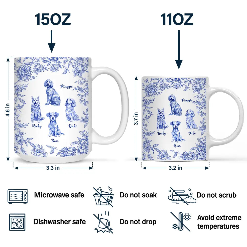 Chinoiserie Toile Dog - Personalized White Edge-to-Edge Mug Mug HeartfulPaws
