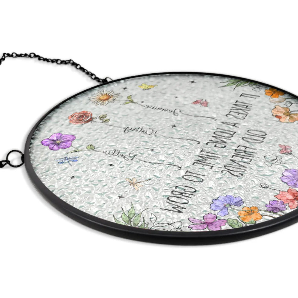 Grow An Old Friend Birth Flower - Personalized Stained Glass Window Hanging Suncatcher Stained Glass Suncatcher HeartfulPaws