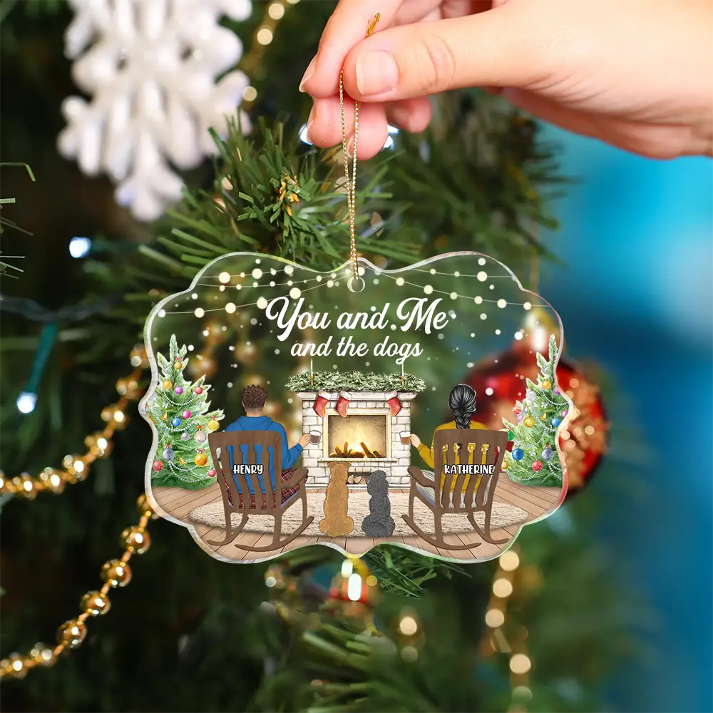 You And Me And The Dogs - Christmas Gift For Dog Lover - Personalized Medallion Acrylic Ornament Acrylic Ornament HeartfulPaws