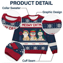 Load image into Gallery viewer, Meowy Catmas Funny Cartoon Cats - Christmas Gift For Cat Lovers, Cat Moms, Cat Dads - Personalized Unisex Ugly Sweater Ugly Sweater HeartfulPaws
