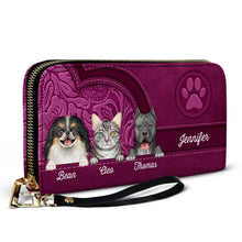 Load image into Gallery viewer, Cute Dogs And Cats Aesthetic Pattern - Birthday, Loving Gift For Pet Lovers, Dog Mom, Cat Mom - Personalized Leather Long Wallet Leather Long Wallet HeartfulPaws

