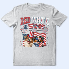 Load image into Gallery viewer, Stars And Stripes Red White &amp; Woof - Personalized T Shirt T-shirt HeartfulPaws
