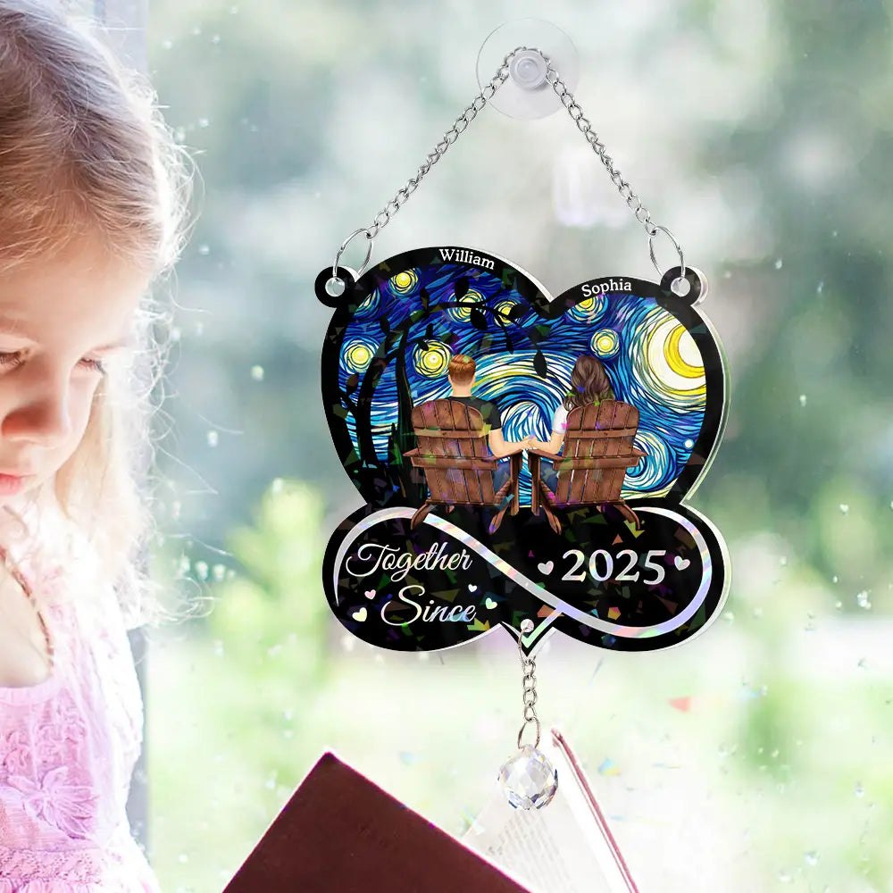 From Our First Kiss Till Our Last Breath - Personalized Rainbow Suncatcher With Crystal Ball Prism Rainbow Suncatcher & Crystal HeartfulPaws