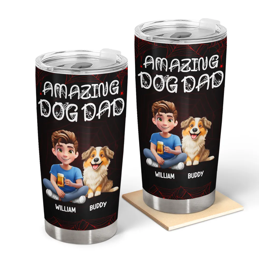 Amazing Dog Dad Dog Mom - Personalized Tumbler Tumbler HeartfulPaws