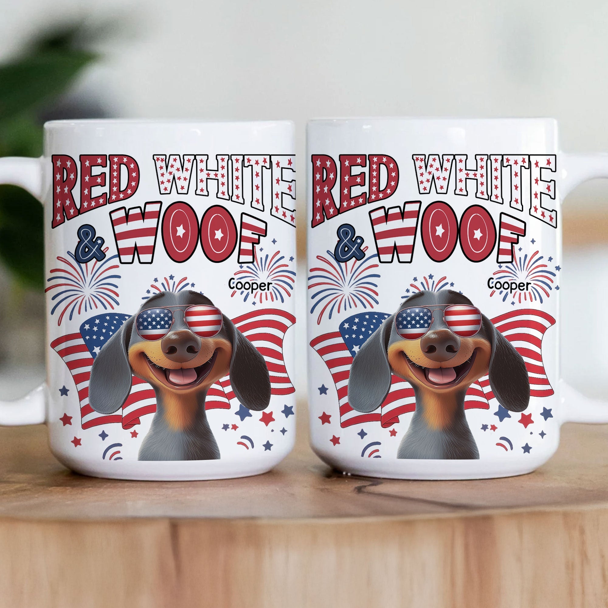 Red White Woof - Personalized Mug Mug HeartfulPaws