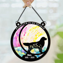 Load image into Gallery viewer, Forever In My Heart Loss Of Dog - Personalized Window Hanging Suncatcher Ornament Window Hanging Suncatcher Ornament HeartfulPaws
