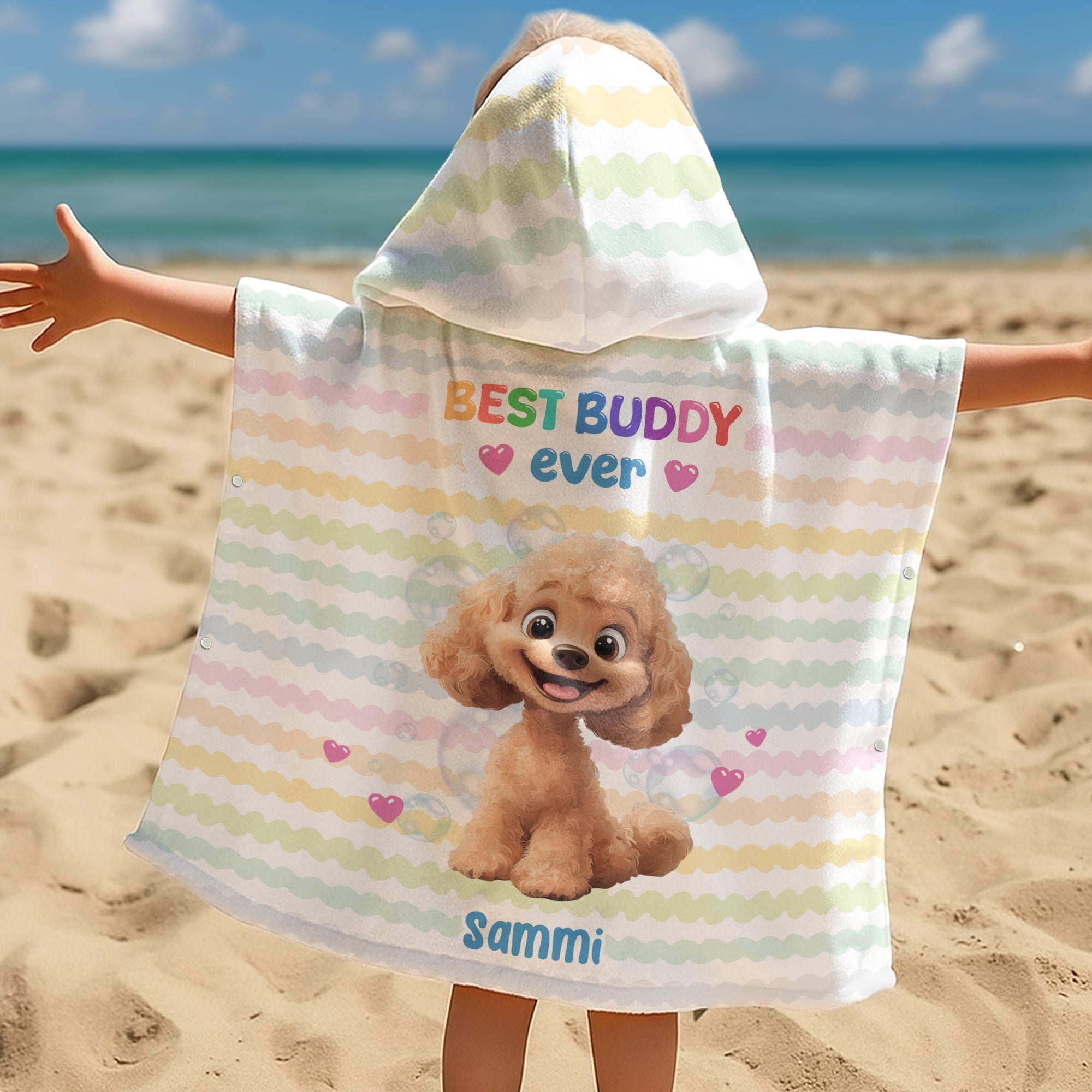 Best Buddy Ever - Personalized Kids Hooded Towel Kids Hooded Towel HeartfulPaws
