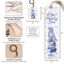 Load image into Gallery viewer, Dog Mom Book Lover Toile De Jouy - Personalized Acrylic Bookmark And Keychain Set Acrylic Bookmark And Keychain Set HeartfulPaws
