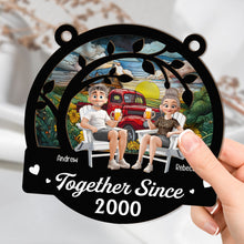 Load image into Gallery viewer, Together Since Couple Anniversary - Personalized Window Hanging Suncatcher Ornament Window Hanging Suncatcher Ornament HeartfulPaws
