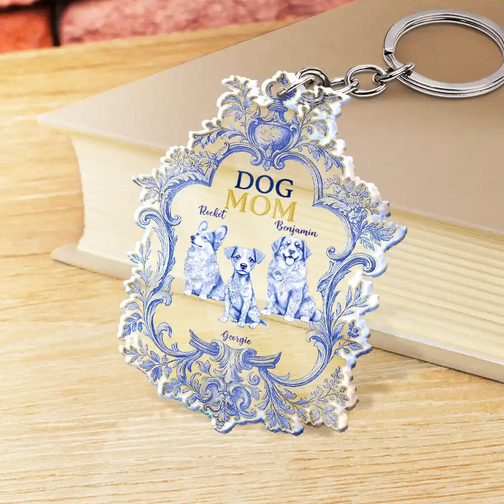 Toile De Jouy Dog Mom - Personalized Acrylic Keychain Acrylic Keychain HeartfulPaws
