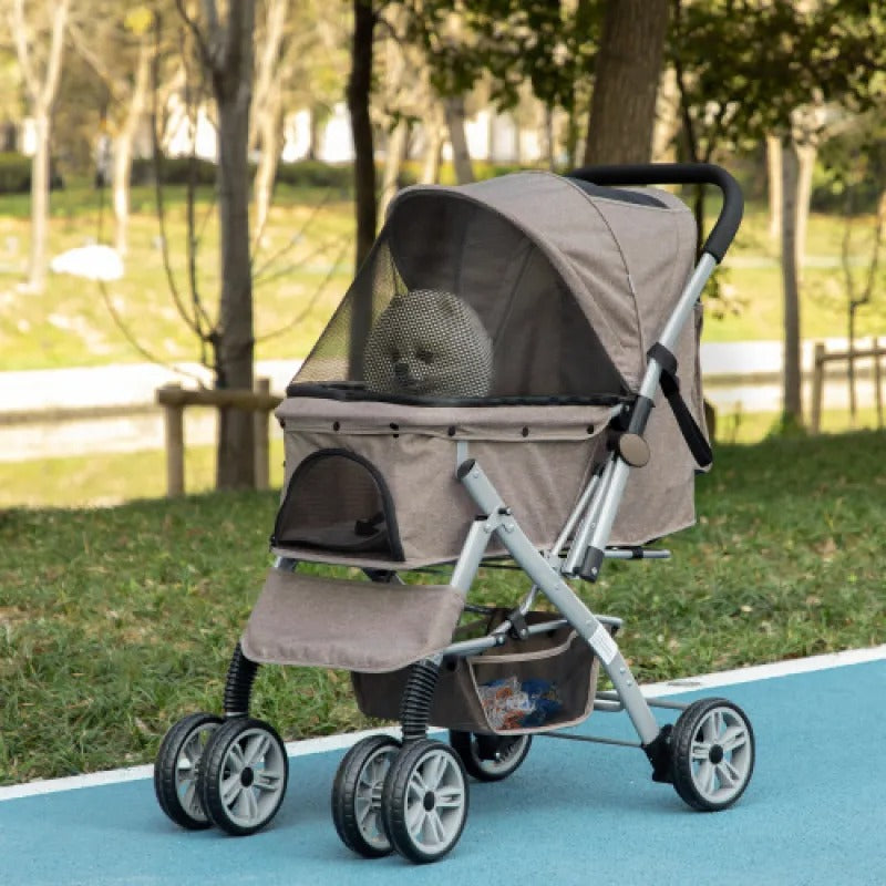 Dog Stroller For Small Dogs Cats, 4 Wheels One-Click Fold Pet Stroller With Swivel Wheels, Pet Accessories, Products For Your Pet HeartfulPaws