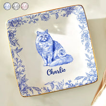 Load image into Gallery viewer, Chinoiserie Toile Cat - Personalized Ring Dish Ring Dish HeartfulPaws
