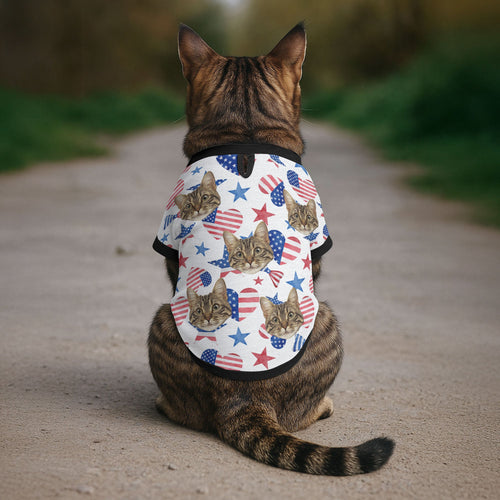 Funny Face Patriotic Star - Personalized Photo Cat Shirt Pet Shirt_2025 HeartfulPaws