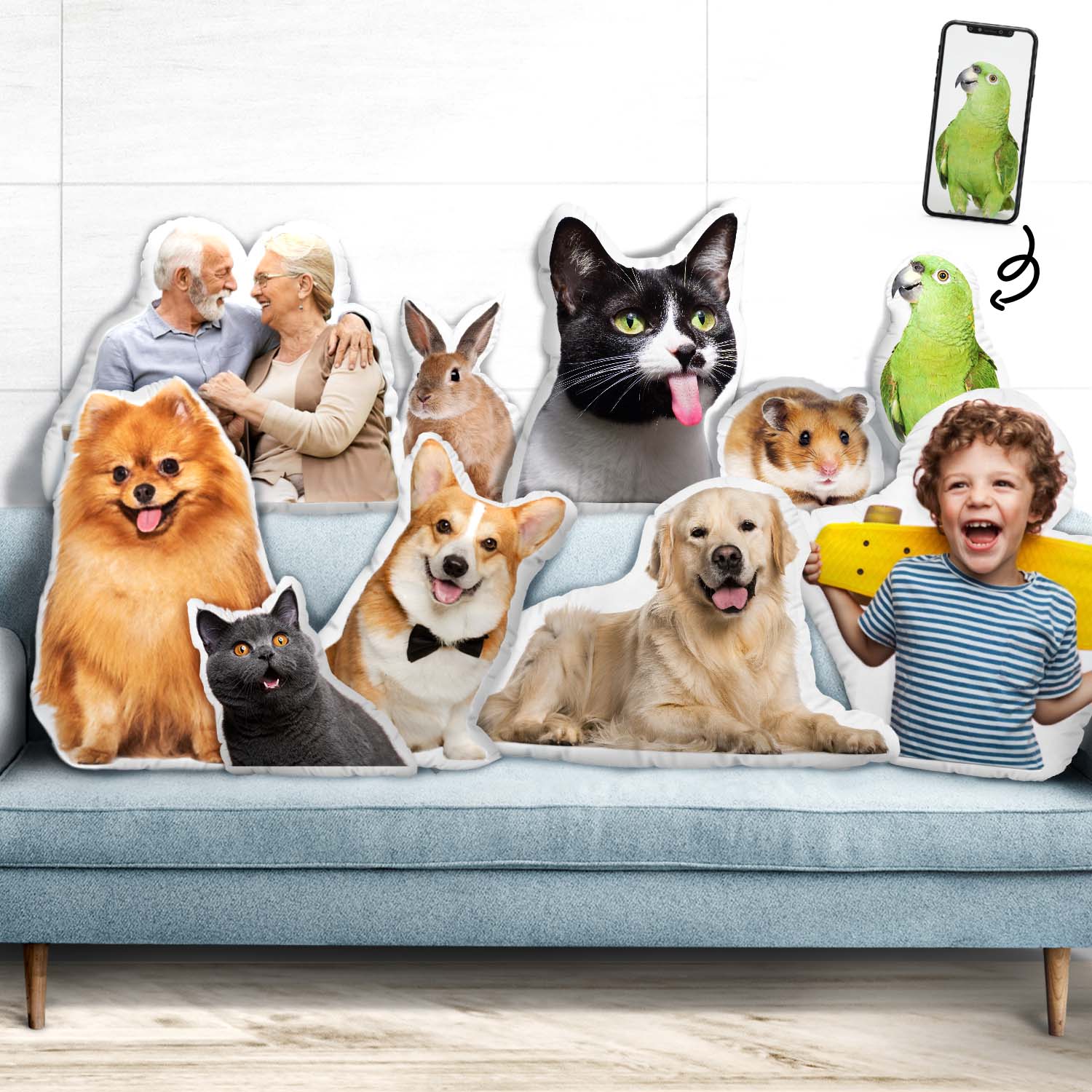 Custom Photo Pillow In The Shape Of Your Beloved Pet - Gift For Friends, Lovers, Husband, Wife And Pet Lovers - Personalized Custom Shape Pillow Pillow HeartfulPaws
