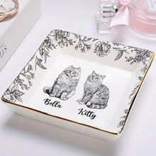 Load image into Gallery viewer, Chinoiserie Toile Cat - Personalized Ring Dish Ring Dish HeartfulPaws
