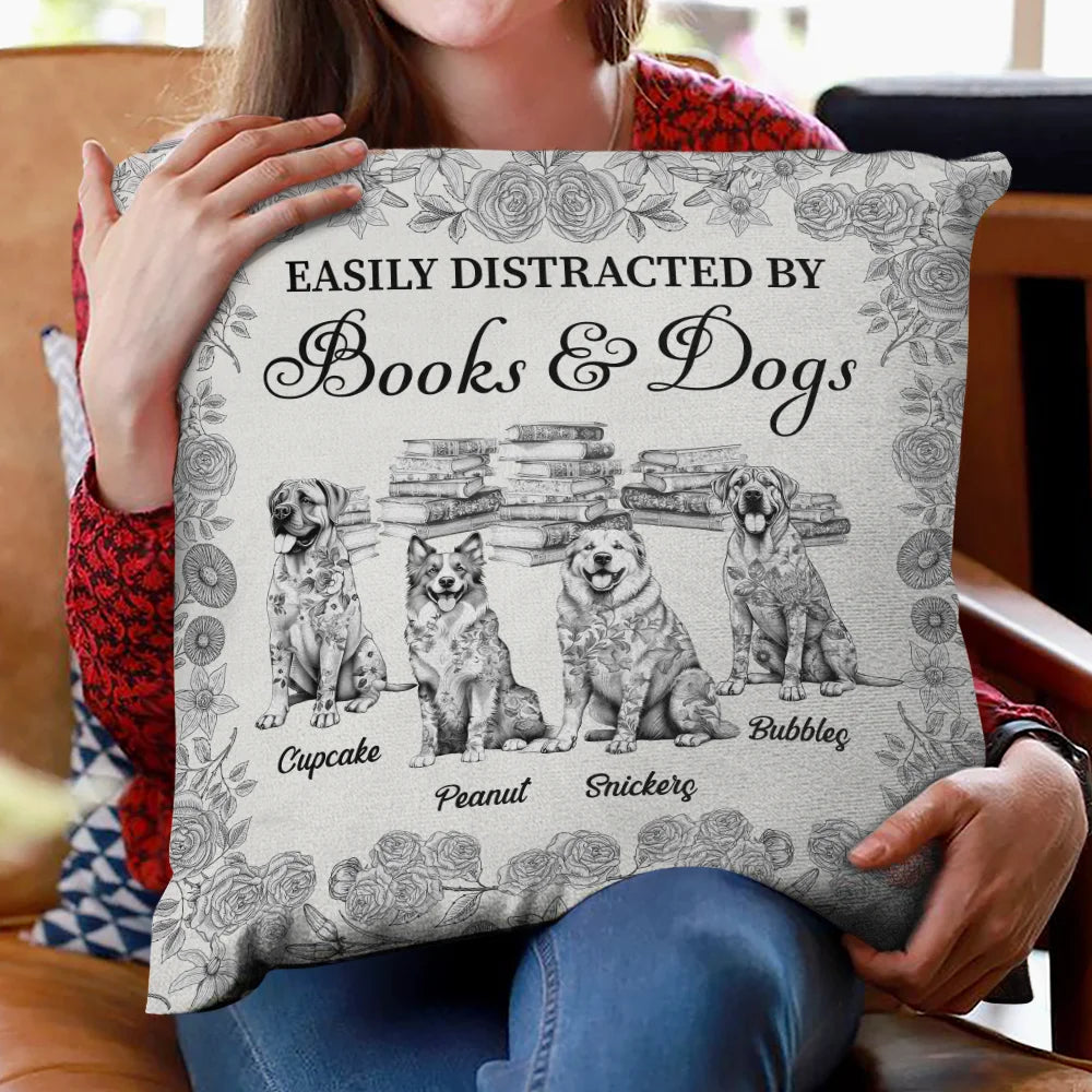 Just A Girl Who Loves Books & Pets Toile De Jouy Pattern - Personalized Pillow Pillow HeartfulPaws