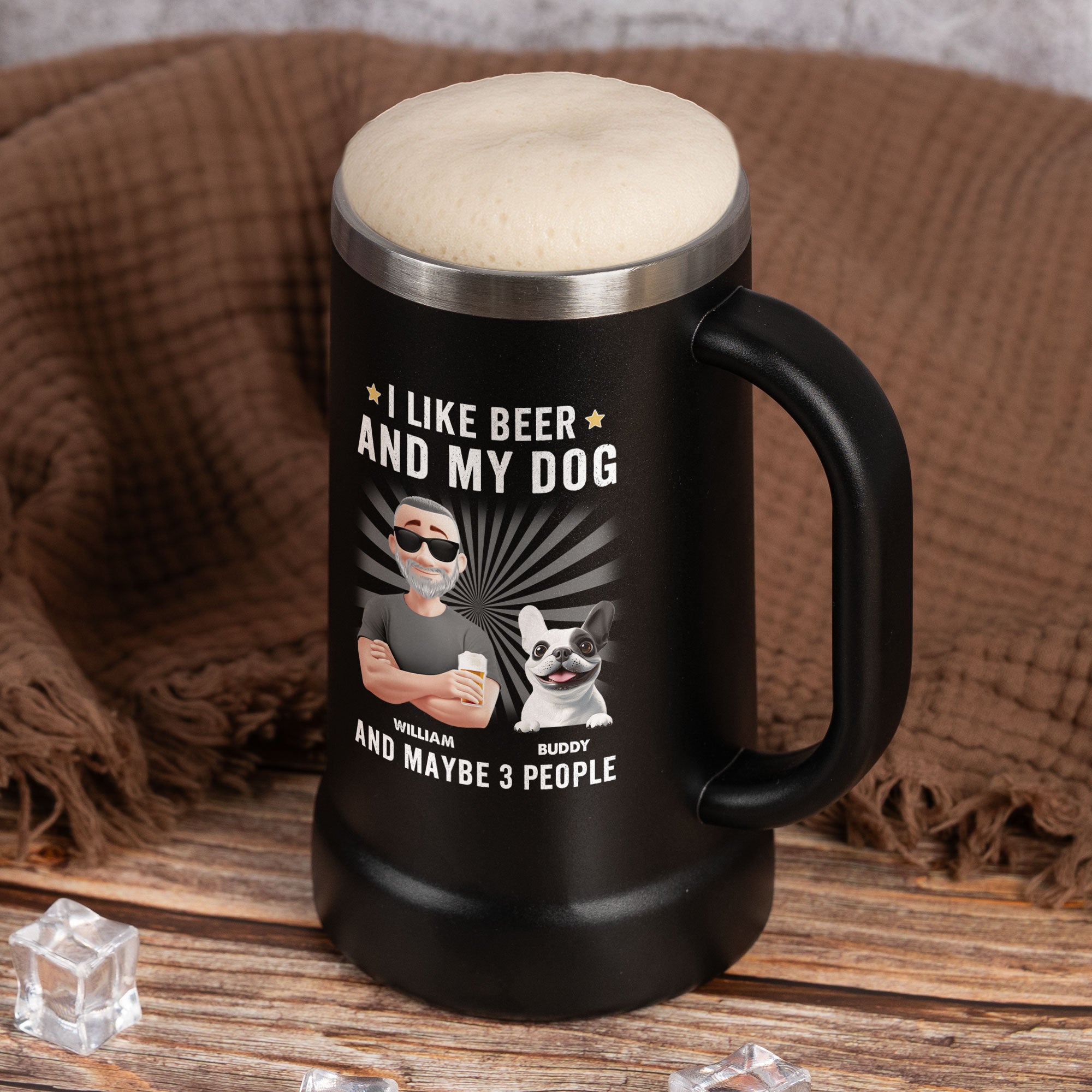 I Like Beer And My Dog - Personalized Beer Stein Beer Stein HeartfulPaws