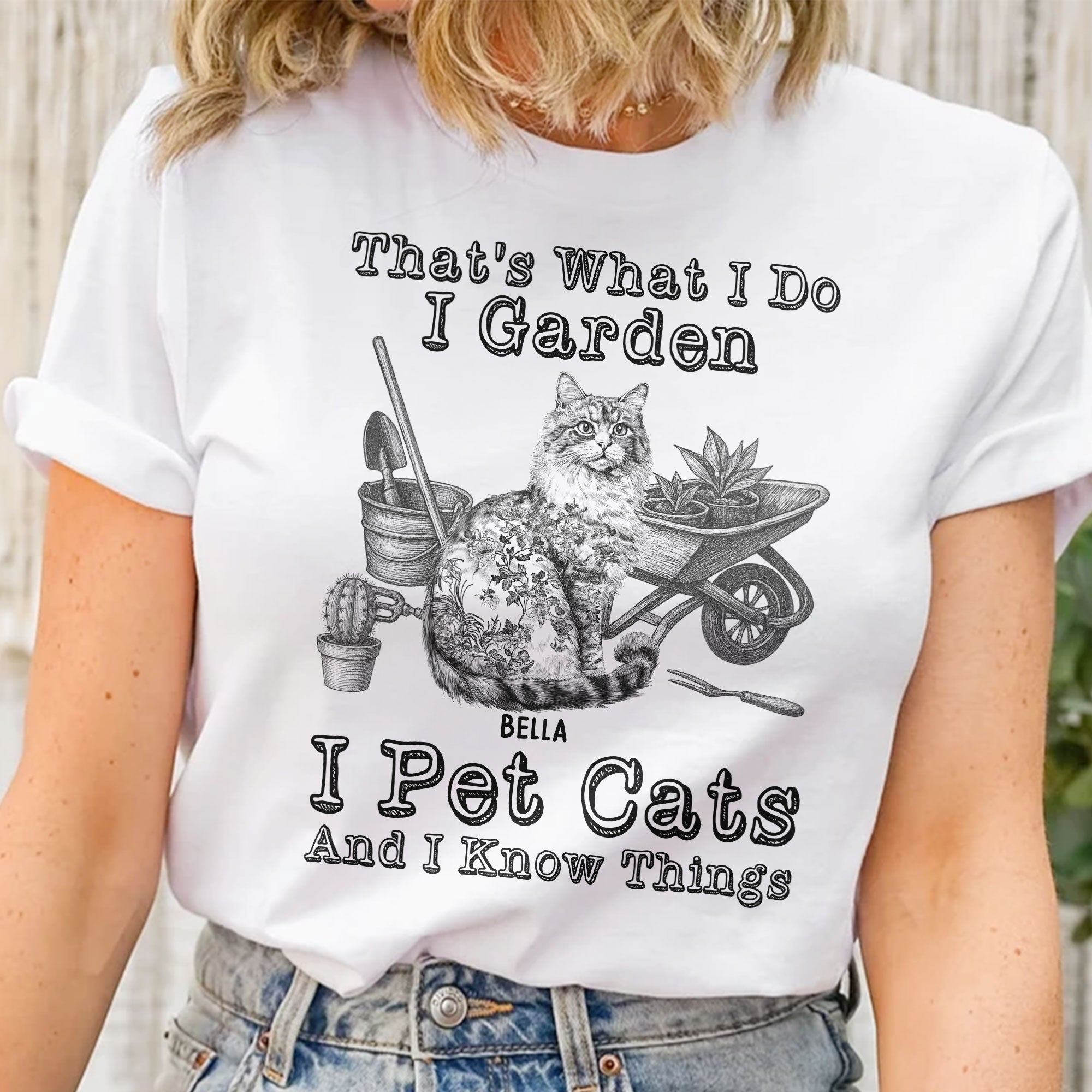 I Garden I Pet Cats - Cat Toile De Jouy Style - Personalized Shirt Shirt HeartfulPaws
