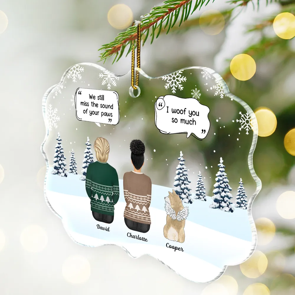 I Miss You - Christmas Memorial Gift For Pet Lovers, Dog Mom, Dog Dad, Cat Mom, Cat Dad - Personalized Medallion Acrylic Ornament Acrylic Ornament HeartfulPaws