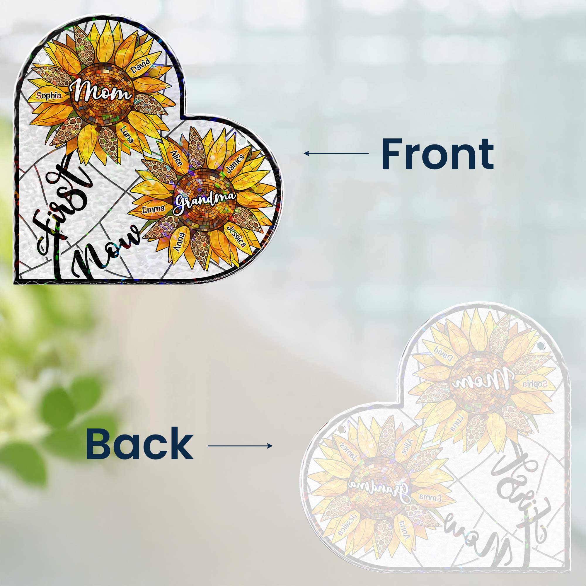 First Mom Now Grandma - Personalized Window Corner Suncatcher Window Corner Suncatcher HeartfulPaws