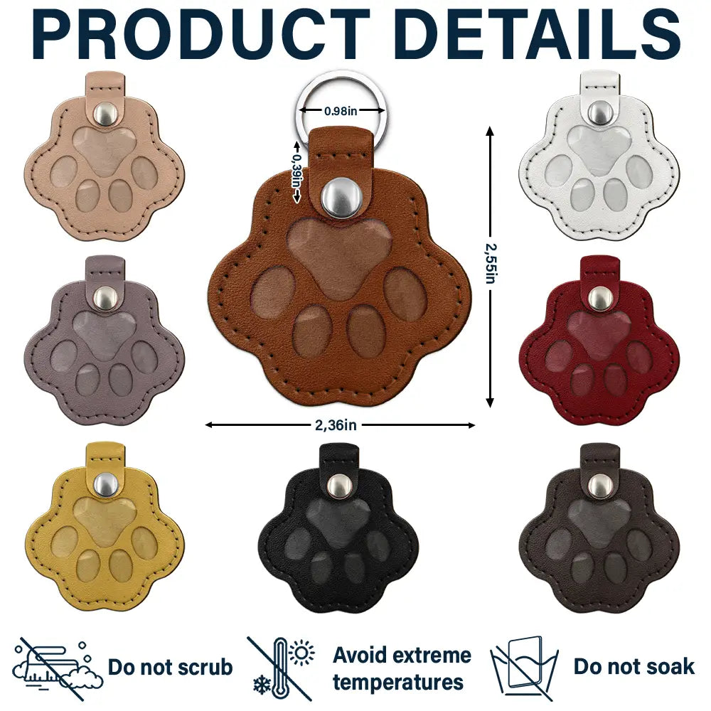 Custom Photo Dog Cat Pet Portrait - Personalized Paw Shaped Leather Keychain With Stitching Leather Keychain With Stitching HeartfulPaws