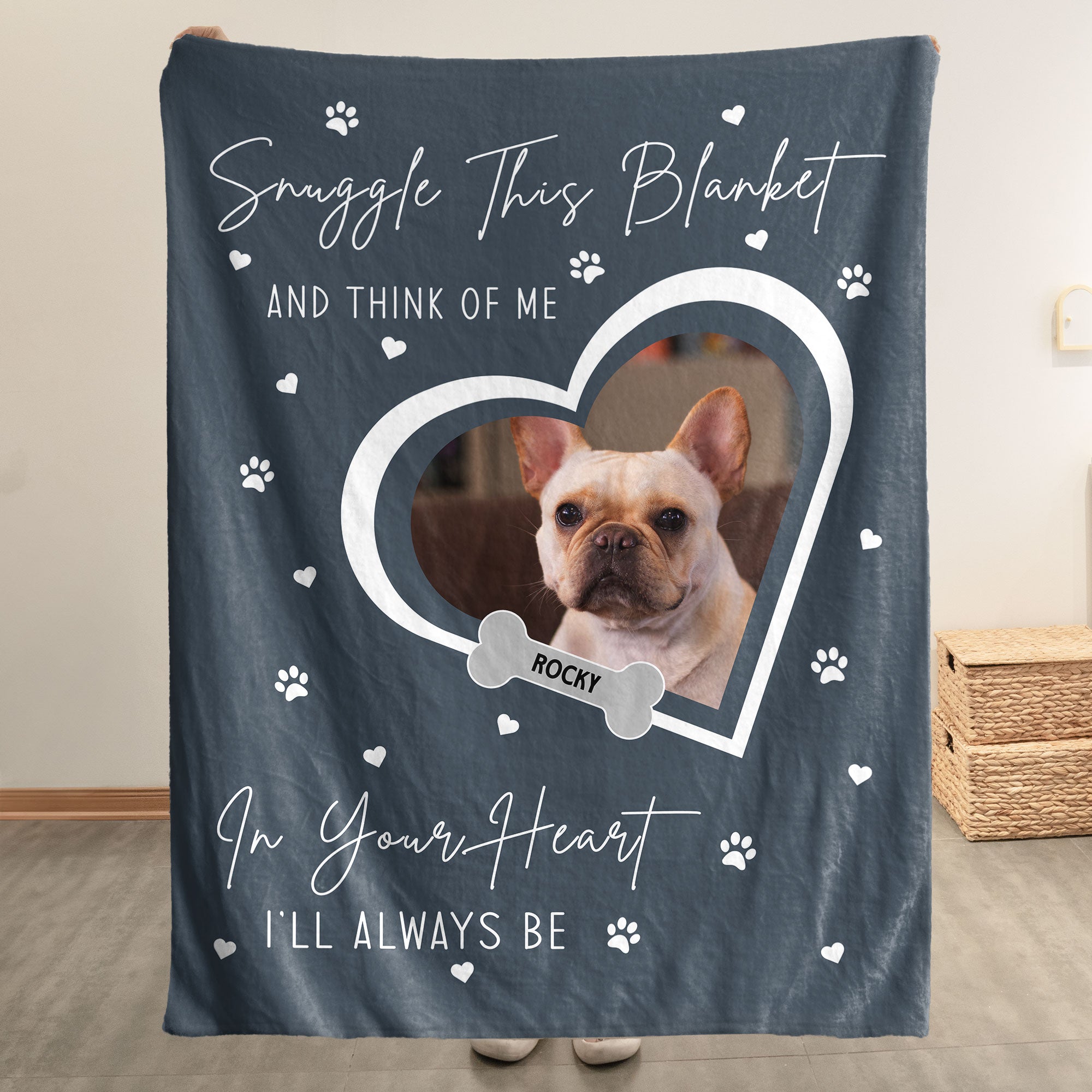 Loss Of Dog Snuggle This Blanket And Think Of Me - Personalized Photo Blanket Blankets HeartfulPaws
