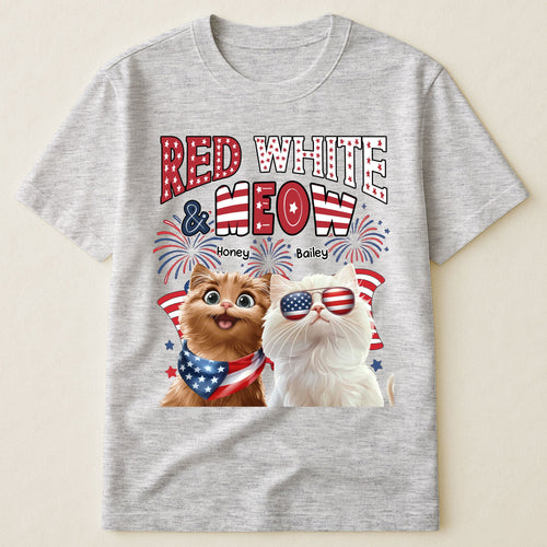 Red White Meow - Personalized Shirt Shirt HeartfulPaws