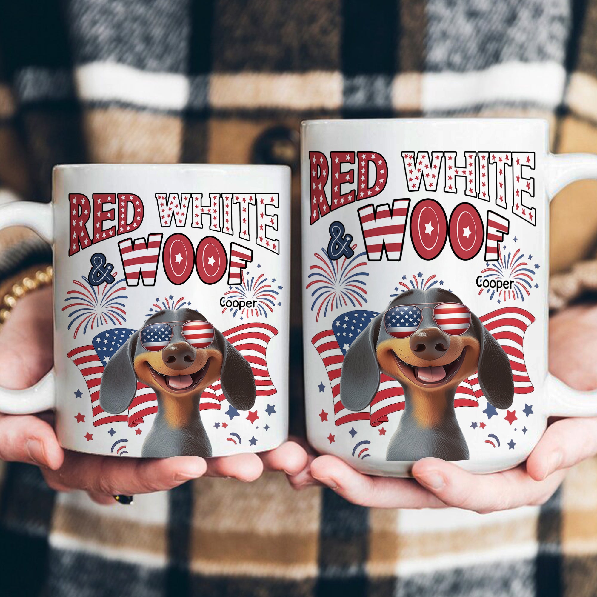 Red White Woof - Personalized Mug Mug HeartfulPaws