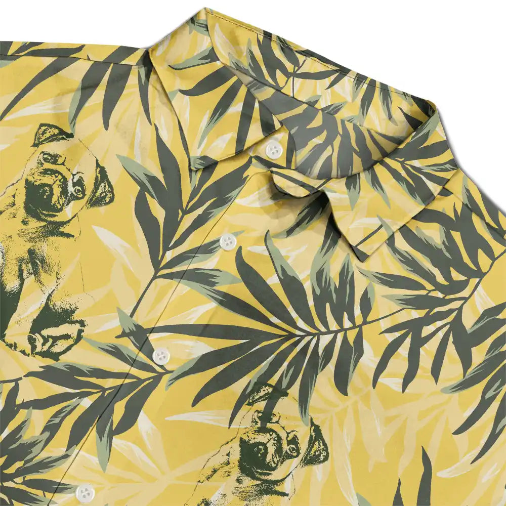 Custom Photo Pencil Drawing Palm Leaf Vacation Vibe - Personalized Hawaiian Shirt Hawaiian Shirt HeartfulPaws