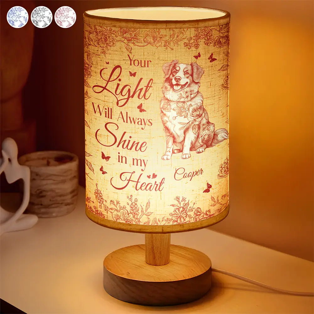 Your Light Will Always Shine In My Heart Memorial Dog Cat - Personalized Fabric Lamp Fabric Lamp HeartfulPaws