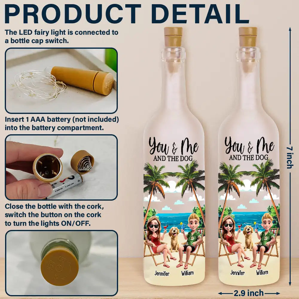 You Me And The Dogs Beach View - Personalized Bottle Light Bottle Light HeartfulPaws