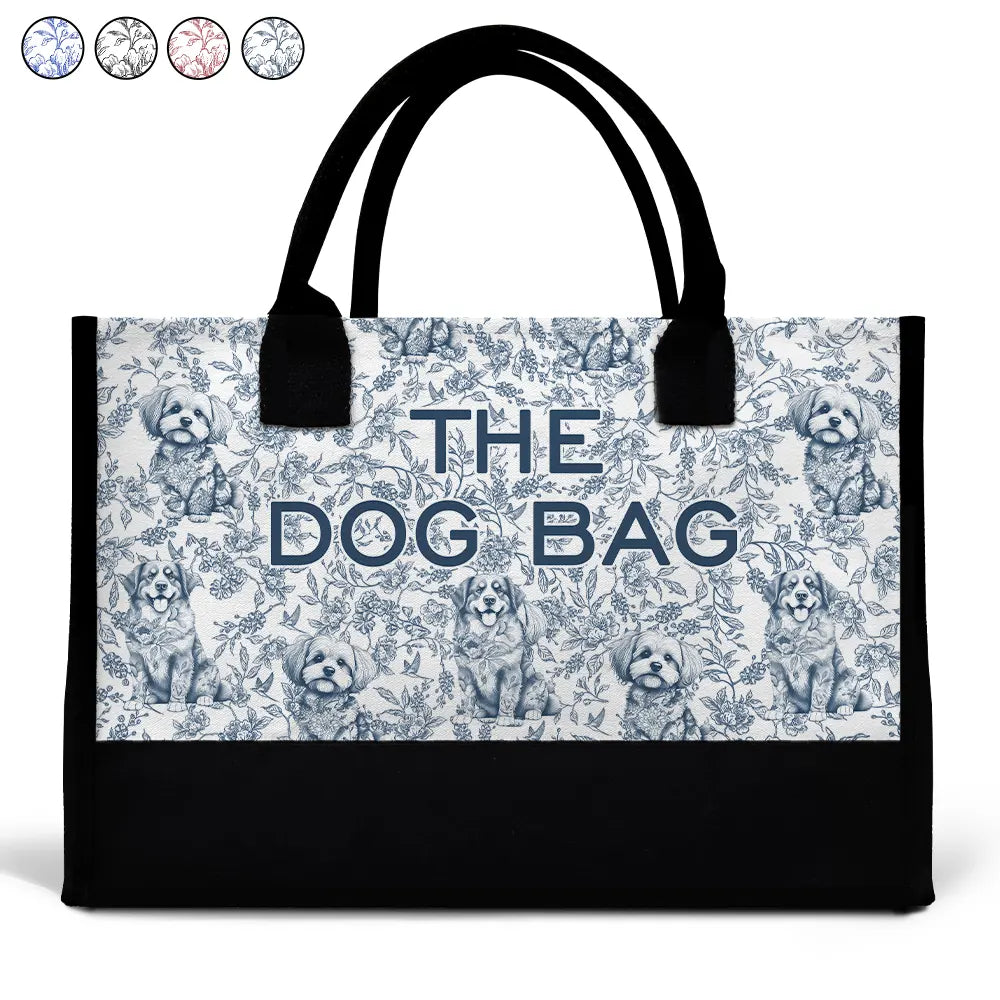 The Dog Bag Chinoiserie Toile - Personalized Canvas Tote Bag Canvas Tote Bag HeartfulPaws