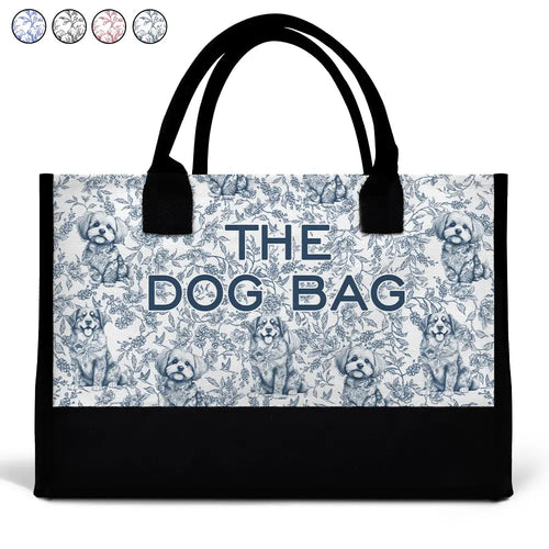 The Dog Bag Chinoiserie Toile - Personalized Canvas Tote Bag Canvas Tote Bag HeartfulPaws