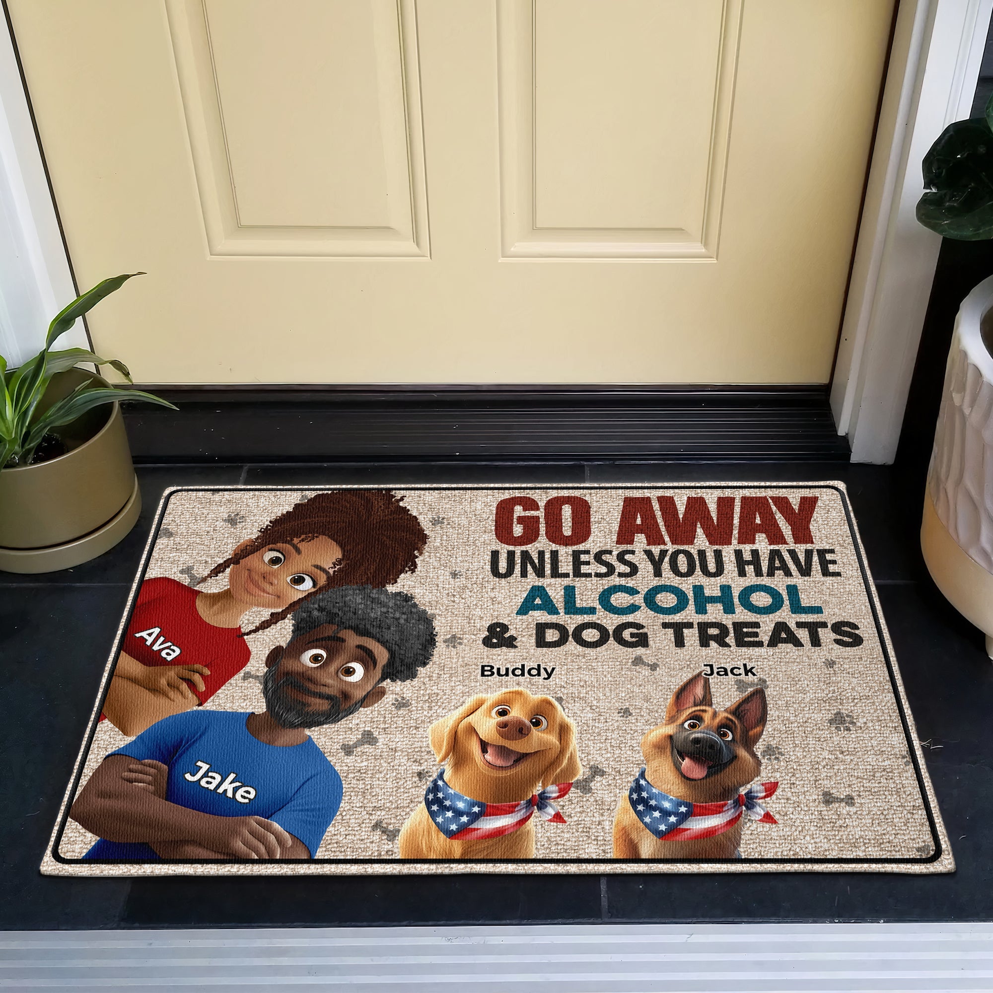 New Version Go Away Unless You Have Alcohol & Dog Treats Home Decor - Personalized Doormat Doormat HeartfulPaws