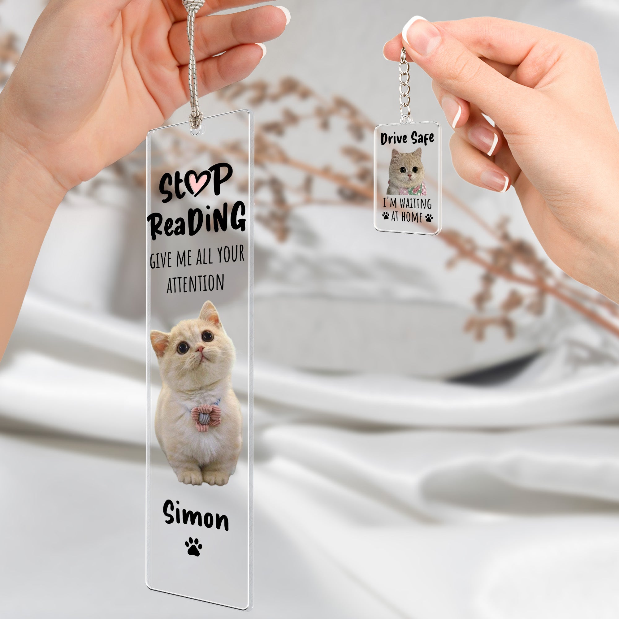 Give Me All Your Attention - Personalized Photo Acrylic Bookmark And Keychain Set Acrylic Bookmark And Keychain Set HeartfulPaws