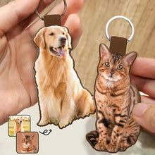 Load image into Gallery viewer, Custom Photo Every Day Is Brighter With My Furry Friend By My Side - Personalized Custom Shaped Leather Keychain Leather Keychain HeartfulPaws
