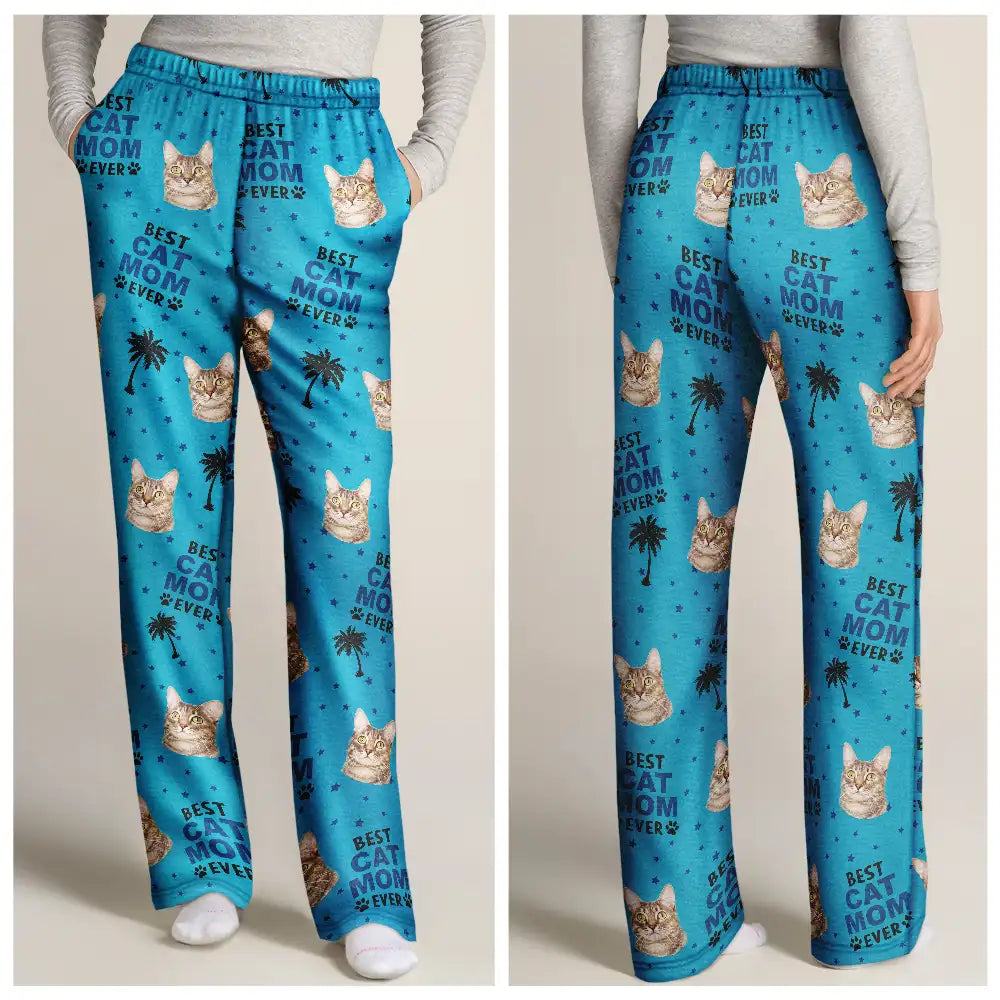 Custom Photo Best Dog Cat Dad Mom Ever - Personalized Pajama Pants Pajama Pants HeartfulPaws