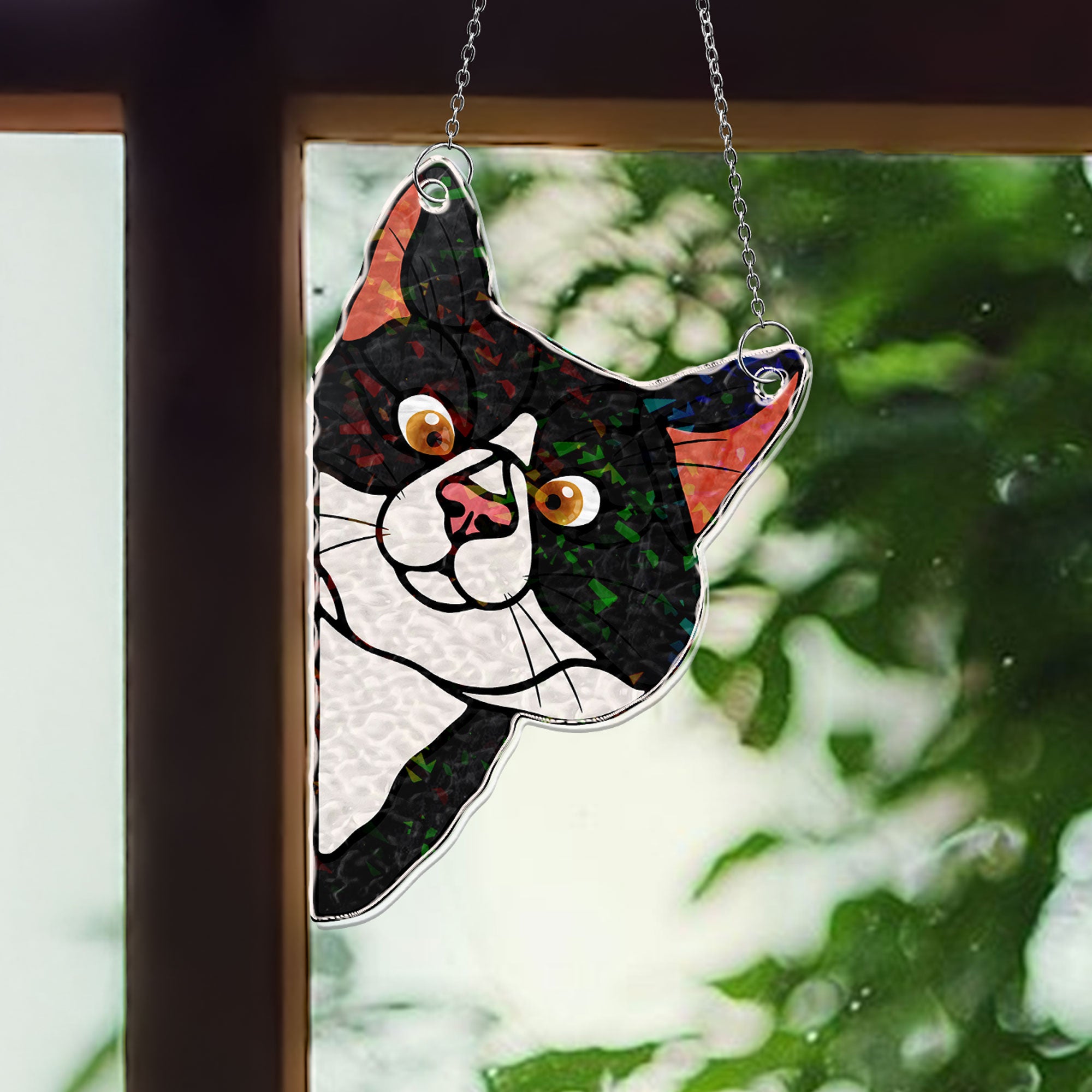 Peeking Cat - Personalized Window Corner Suncatcher Window Corner Suncatcher HeartfulPaws