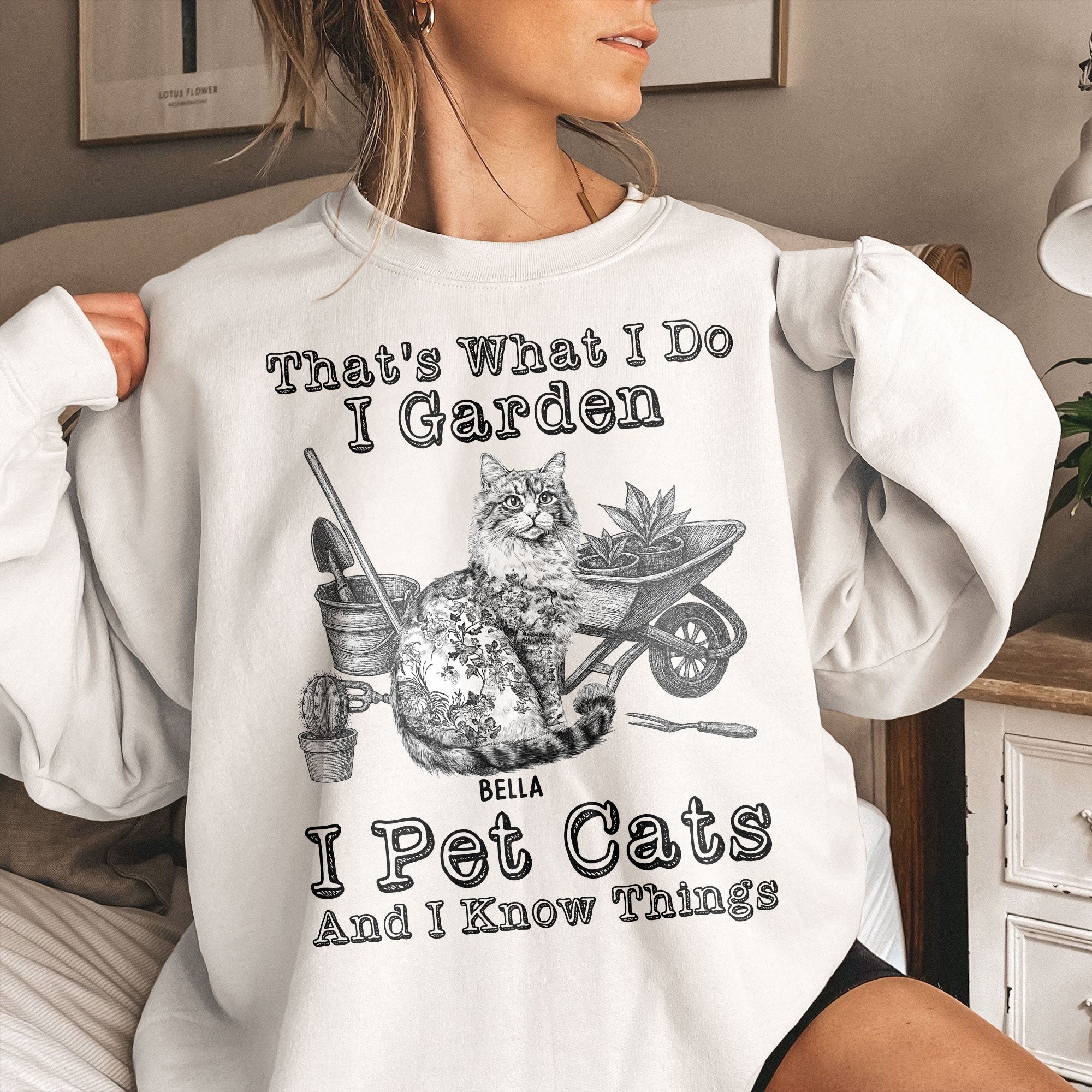 I Garden I Pet Cats - Cat Toile De Jouy Style - Personalized Shirt Shirt HeartfulPaws