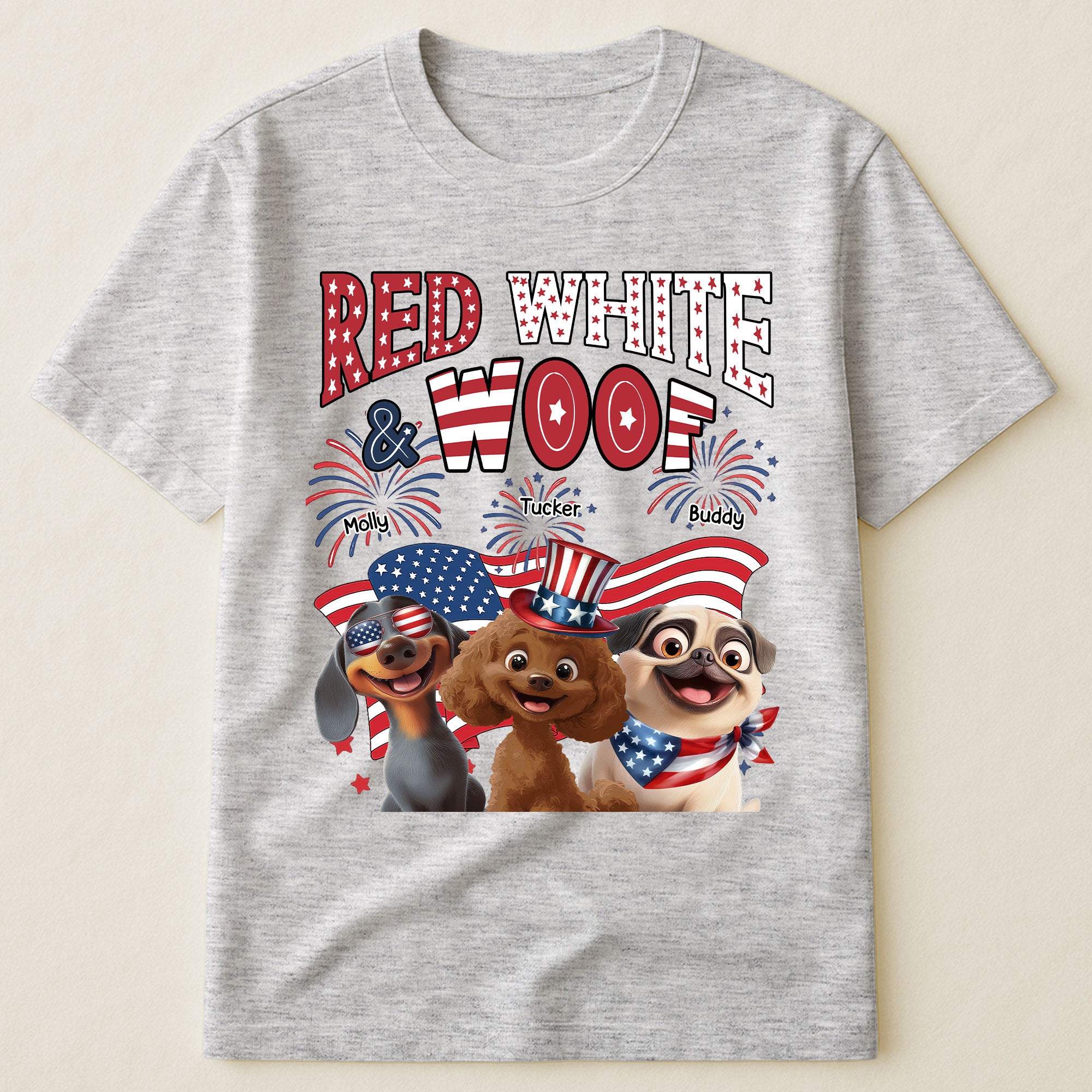 Red White Woof - Personalized Shirt Shirt HeartfulPaws