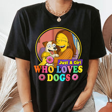 Load image into Gallery viewer, Just A Girl Who Loves Dogs Simpsonized Portrait - Personalized Photo Shirt Shirt HeartfulPaws
