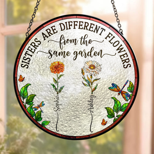 Flowers From Same Garden - Personalized Stained Glass Window Hanging Suncatcher Stained Glass Window Hanging Suncatcher HeartfulPaws
