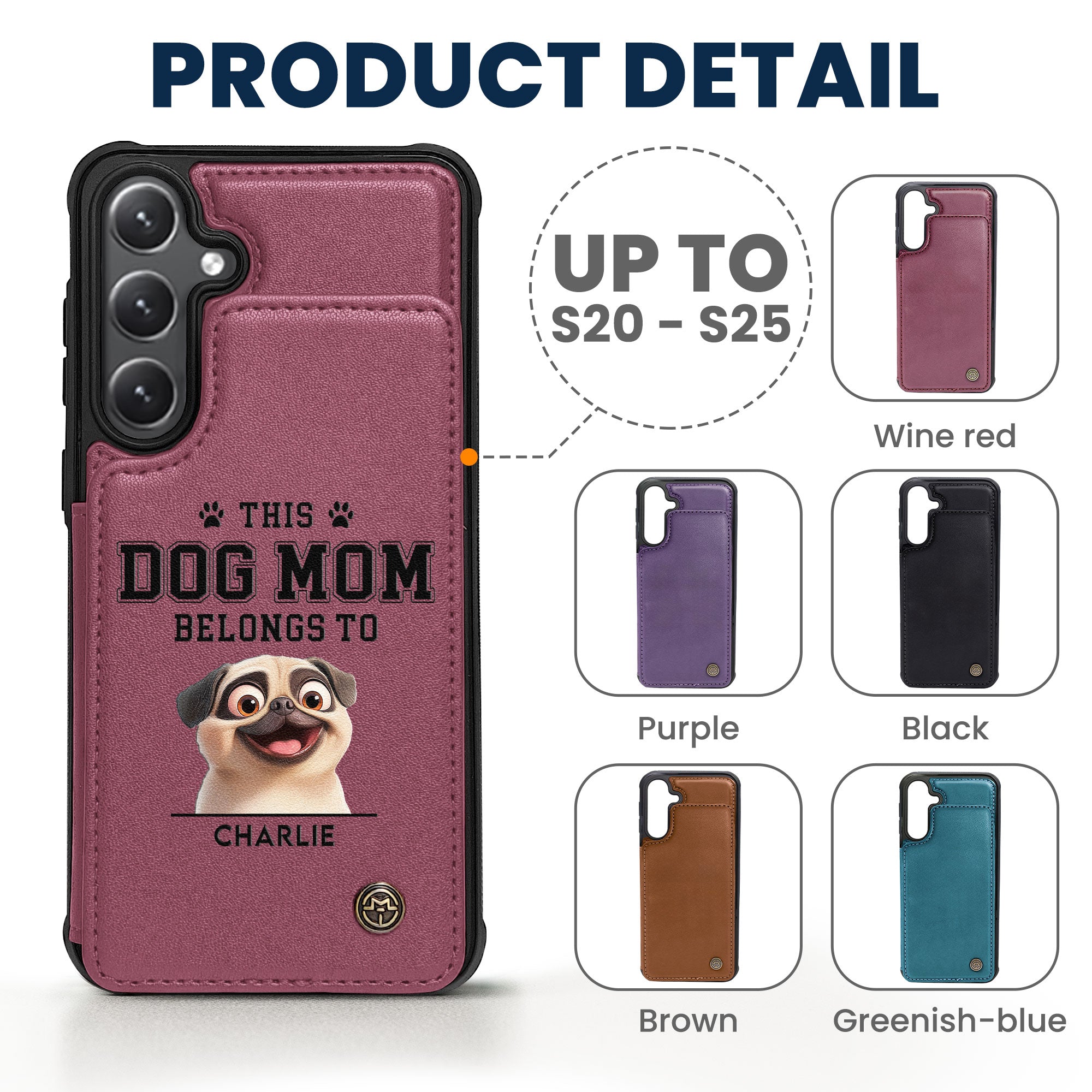 Dog Mom - Personalized Leather Flip Wallet Phone Case Leather Flip Wallet Phone Case HeartfulPaws