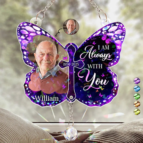 Custom Photo I Am Always With You Memorial - Personalized Rainbow Suncatcher With Crystal Ball Prism Rainbow Suncatcher & Crystal HeartfulPaws