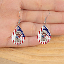 Load image into Gallery viewer, American Flag Dog Lovers - Personalized Acrylic Earrings Acrylic Earrings HeartfulPaws
