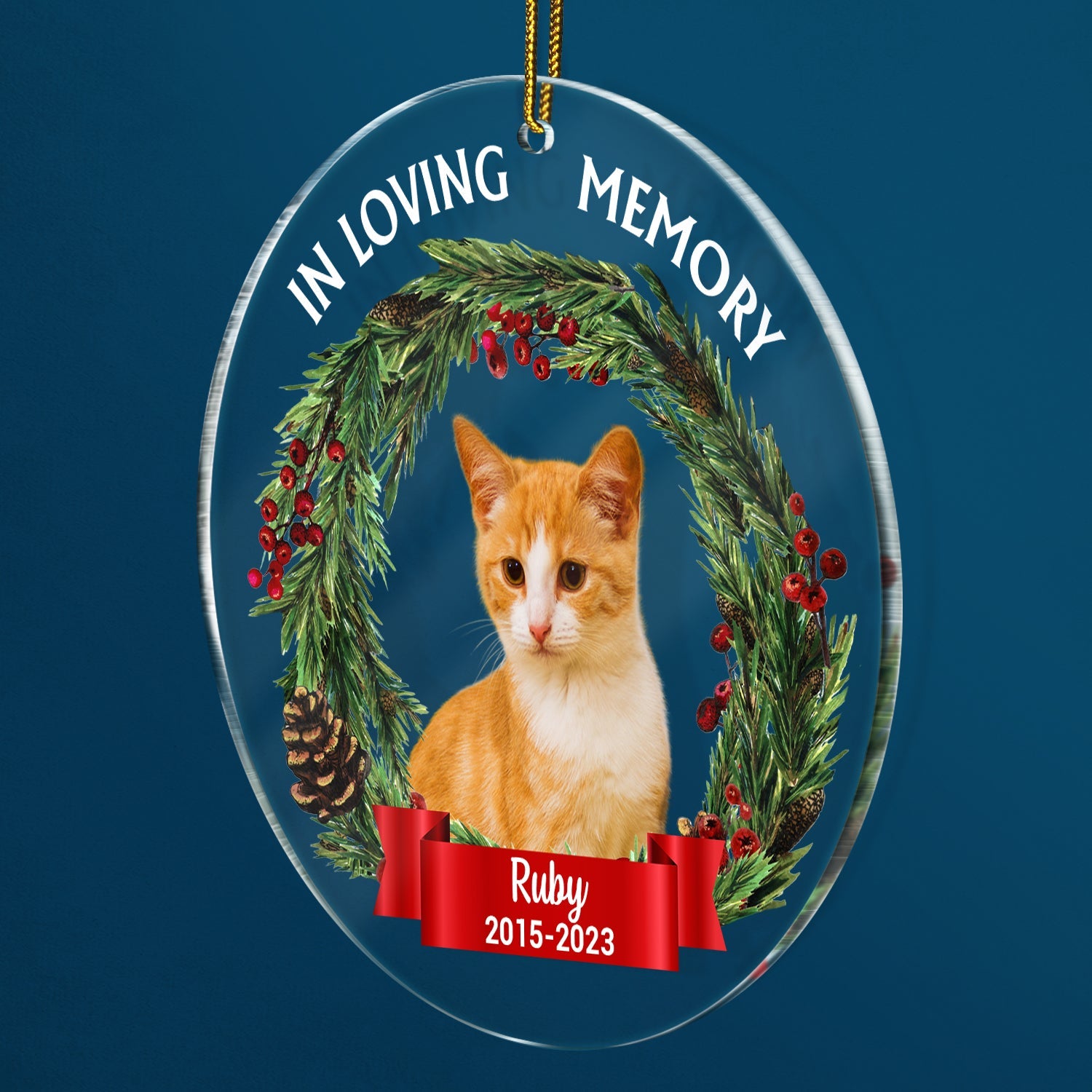 Custom Photo In Loving Memory - Christmas, Memorial Gift For Family, Pet Lovers - Personalized Circle Acrylic Ornament Acrylic Ornament HeartfulPaws
