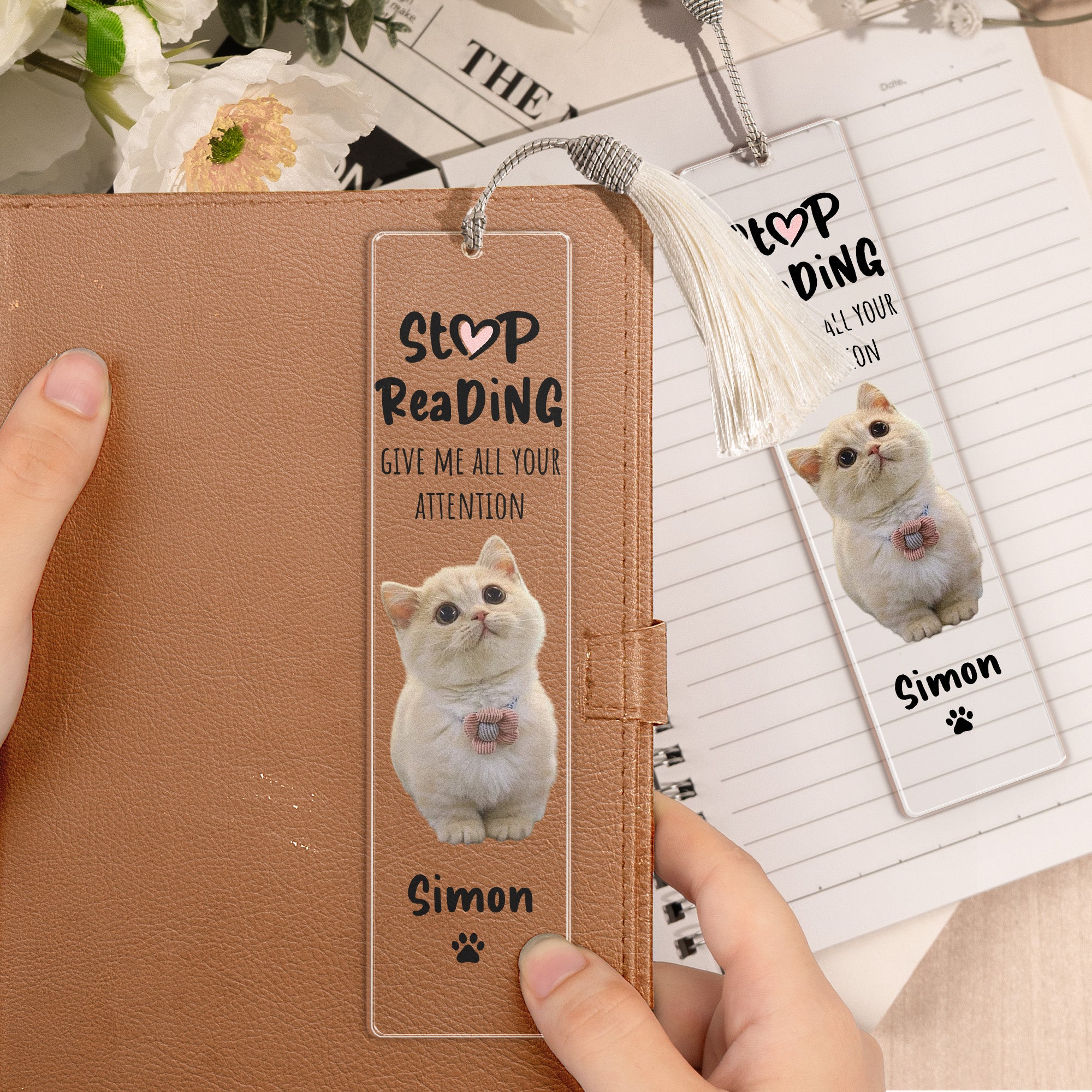 Give Me All Your Attention - Personalized Photo Acrylic Bookmark And Keychain Set Acrylic Bookmark And Keychain Set HeartfulPaws