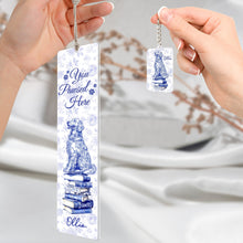 Load image into Gallery viewer, Dog Mom Book Lover Toile De Jouy - Personalized Acrylic Bookmark And Keychain Set Acrylic Bookmark And Keychain Set HeartfulPaws
