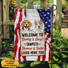 Load image into Gallery viewer, Welcome To The Dog Campsite, Personalized Garden Flags, Decoration For Dog Lovers Garden Flag HeartfulPaws
